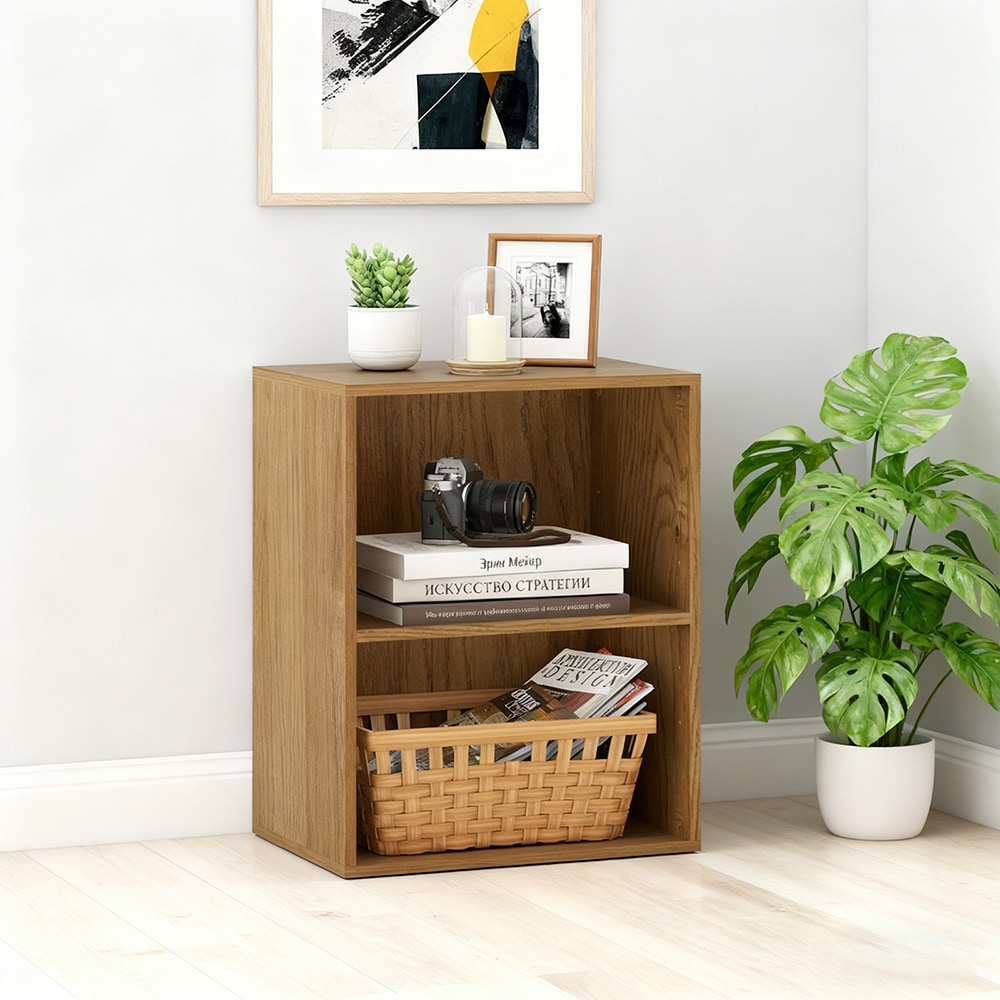 2-Cube Bookcase Floor Standing Open Bookshelf With 5-Position Adjustable Shelf_voghion.com